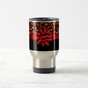 Tasse à impression léopard rouge, or et noir avec