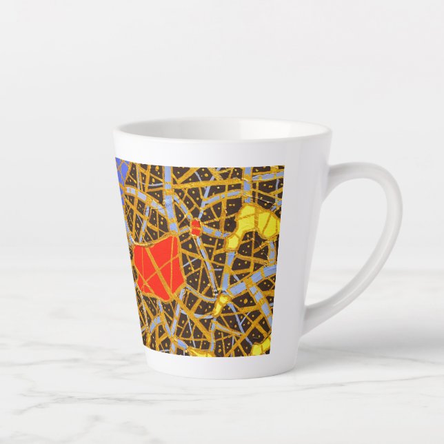 Tasse à Latte 12 oz – Art Abstrait OR par GGAST (Droite)