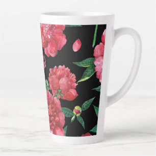 Tasse à latte à motif floral de pivoine vintage
