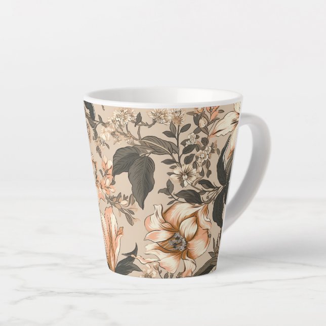 Tasse à latte à motif floral vintage (Angle droit)