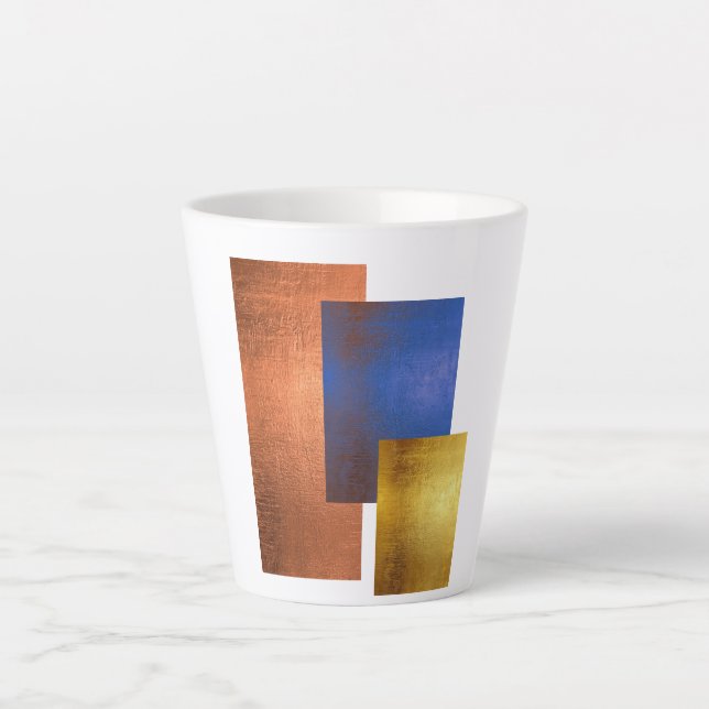 Tasse à Latte Abstraite Géométrique Blanche Modern (Devant)