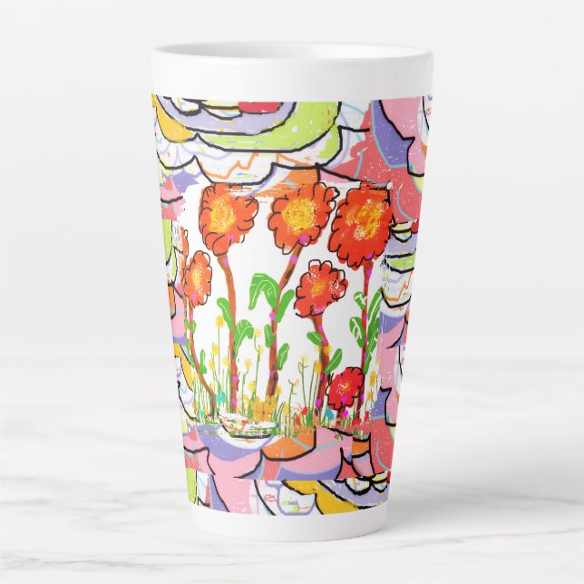 Tasse à Latte - Art Déco Floral  (Devant)