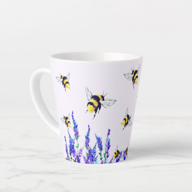 Tasse à latte avec abeilles volantes (Angle gauche)