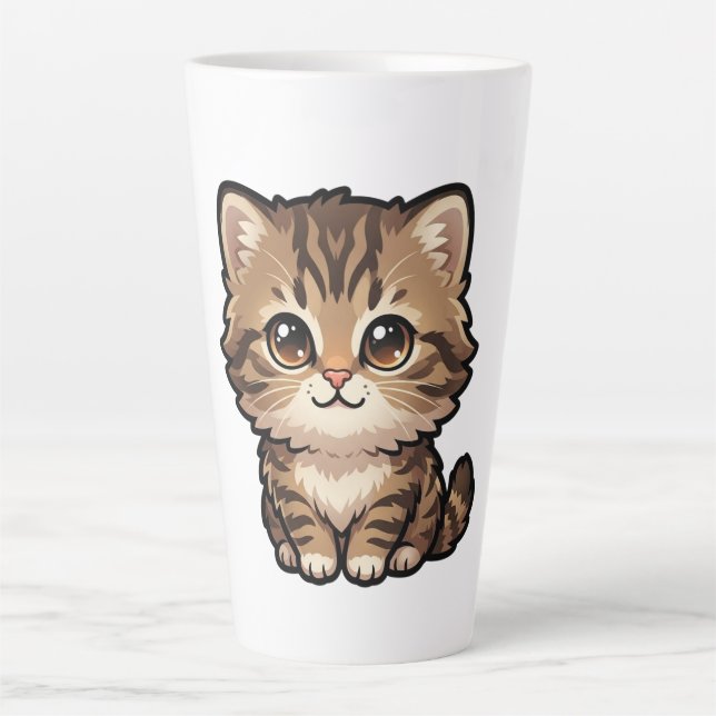Tasse à Latte avec Chat Brun Mignon (Devant)