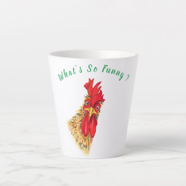 Tasse à Latte avec Coq Drôle et Texte Accrocheur (Devant)