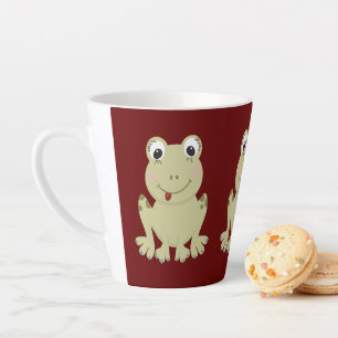 Tasse à latte avec des grenouilles mignonnes