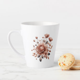 Tasse à latte avec élégant bouquet de roses
