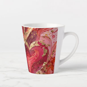 Tasse à latte avec motif de marbre rouge et or