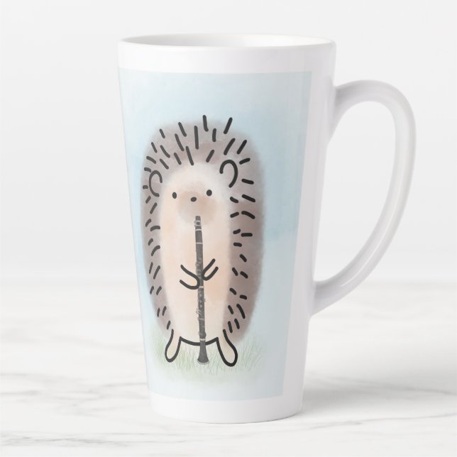 Tasse à latte avec un hérisson jouant de la clarin (Droite)