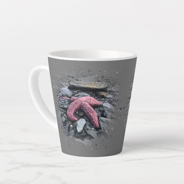 Tasse à latte de 12 oz. Étoile de mer (Angle gauche)