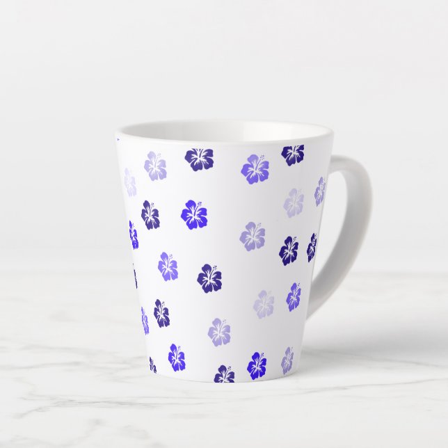 Tasse à latte florale à l'hibiscus bleu (Angle droit)