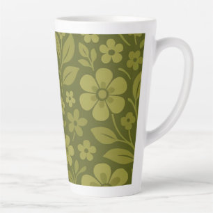 Tasse à latte florale rétro verte 12 et 17 oz