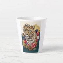 Tasse à Latte Léopard Éclectique avec Perles, Maxi