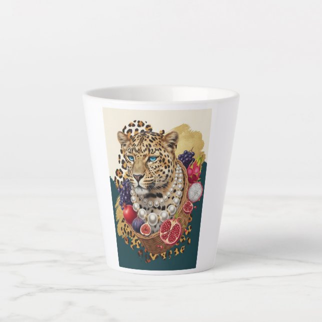 Tasse à Latte Léopard Éclectique avec Perles, Maxi (Devant)
