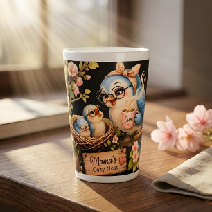 Tasse à latte noire Nid Douillet de Maman