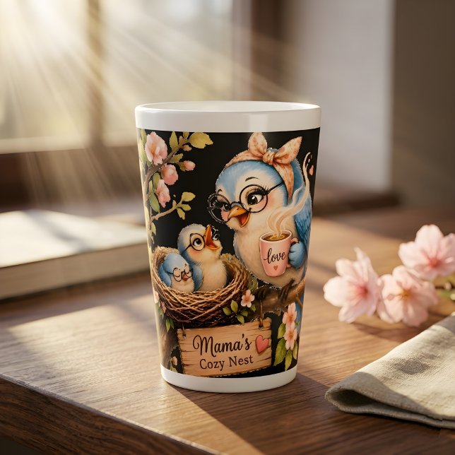 Tasse à latte noire Nid Douillet de Maman (Créateur téléchargé)