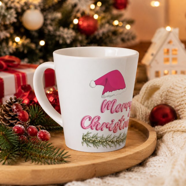 Tasse à latte rose Joyeux Noël (Créateur téléchargé)