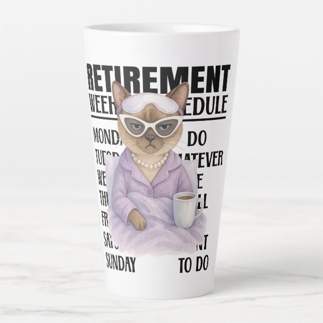 Tasse à latte sur le thème de la retraite des chat (Devant)