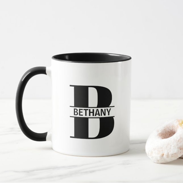 Tasse à lettre de nom personnalisé 'B' (Avec donut)