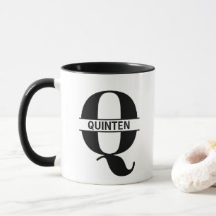 Tasse à lettre 'Q' avec nom personnalisé