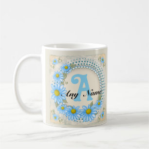 Tasse à monogramme Blue Daisy