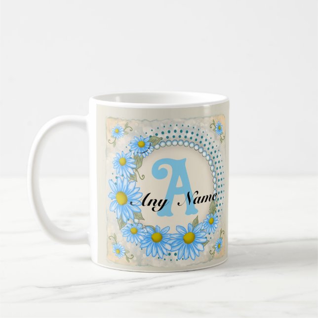 Tasse à monogramme Blue Daisy (Gauche)