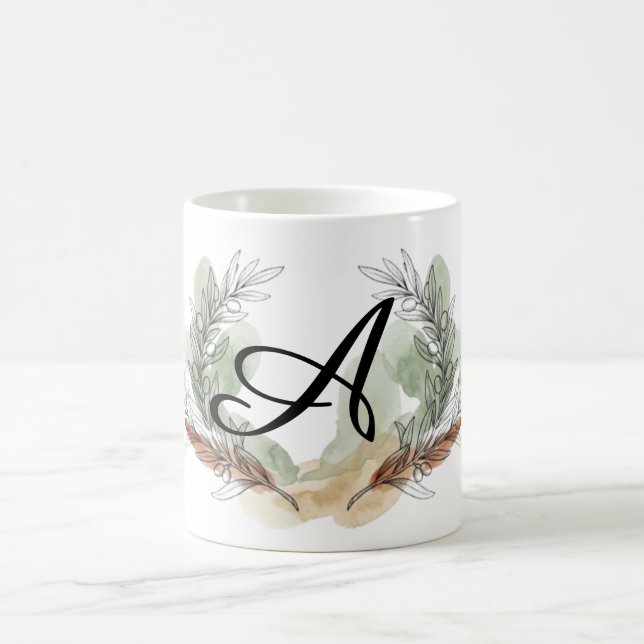 Tasse à monogramme de branche d'olivier personnali (Centre)
