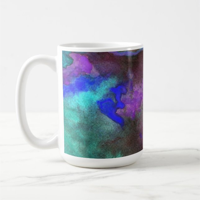 Tasse à monogramme de design Teal Fusion (Gauche)