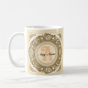 Tasse à monogramme orné doré