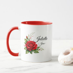 Tasse à monogramme Rose Rouge – Fleur de naissance