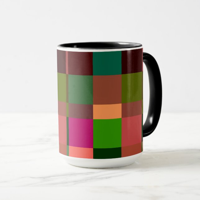 Tasse à motif carreaux patchwork coloré (Devant droit)