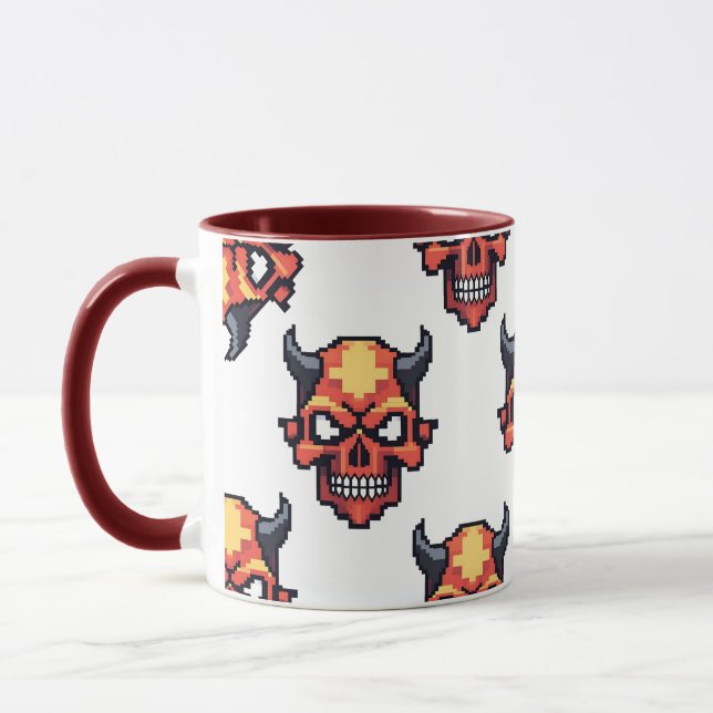 Tasse à motif classique de crâne de diable pixelis (Gauche)