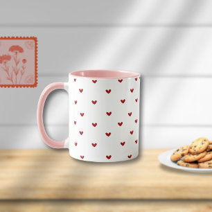 Tasse à motif cœur minimaliste Tasse cadeau rose