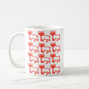 Tasse à motif de bélier en contour rouge Zodiaqu