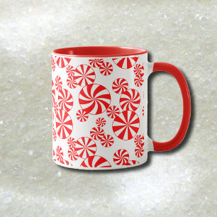 Tasse à motif de bonbons rouge et blanc à la menth