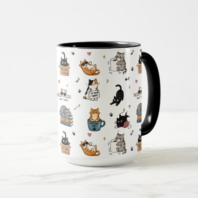 Tasse à motif de chat drôle, tasse à café pour ama (Devant droit)
