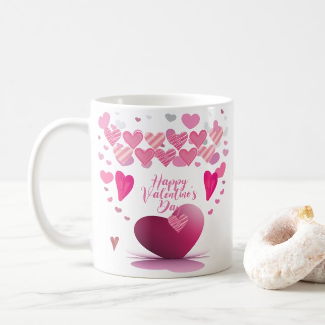 Tasse à motif de cœur pour la Saint-Valentin (Avec donut)