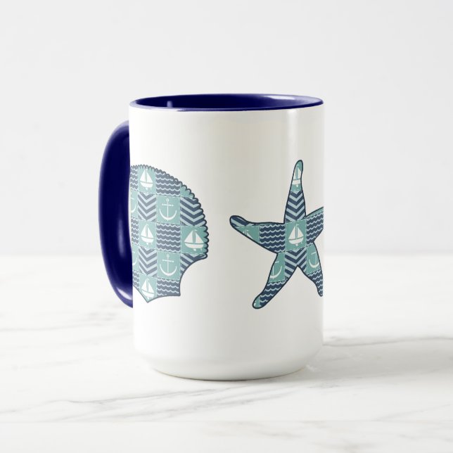 Tasse à motif de courtepointe nautique (Devant gauche)