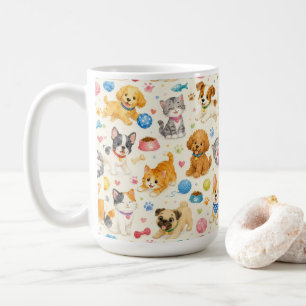 Tasse à motif de dessin animé d'animaux de compagn