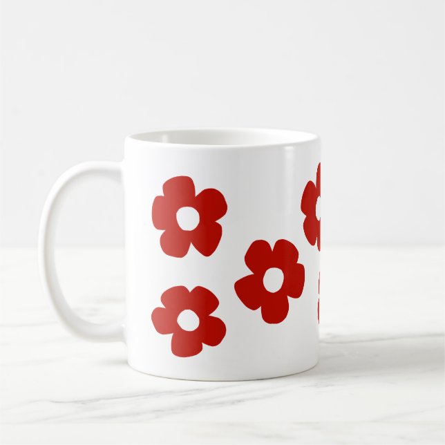 Tasse à motif de fleurs rouges dessinées à la main (Gauche)
