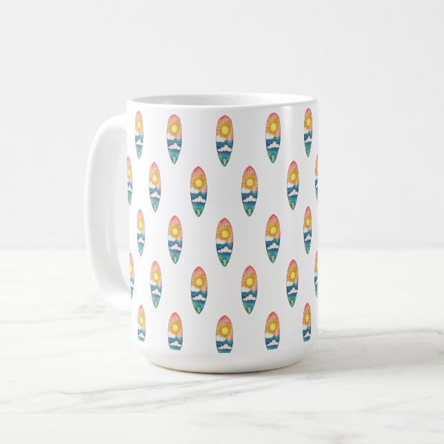 Tasse à motif de planche de surf de plage (Devant gauche)