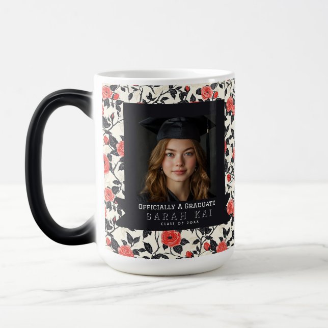 Tasse à motif de rose unique pour diplômé à couleu (Gauche)