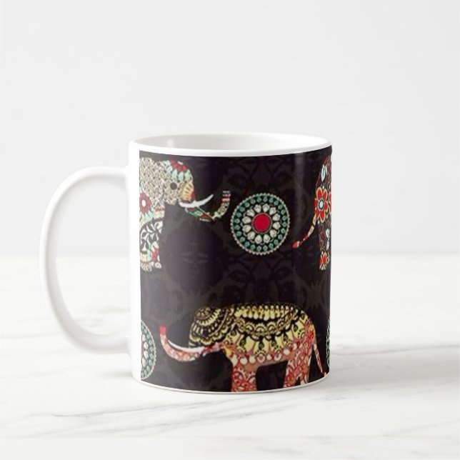 Tasse à motif éléphant décoratif (Gauche)