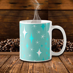 Tasse à motif étoile rétro sarcelle et blanc