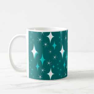 Tasse à motif étoile rétro sarcelle et blanc