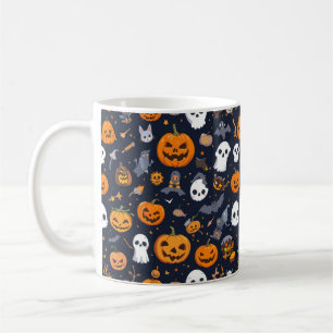 Tasse à motif fantôme et citrouille sur fond noir