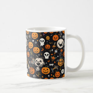 Tasse à motif fantôme et citrouille sur fond noir