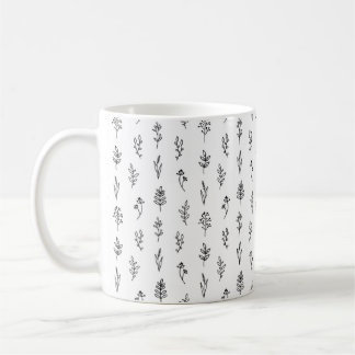 Tasse à motif floral dessiné à la main – Art botan