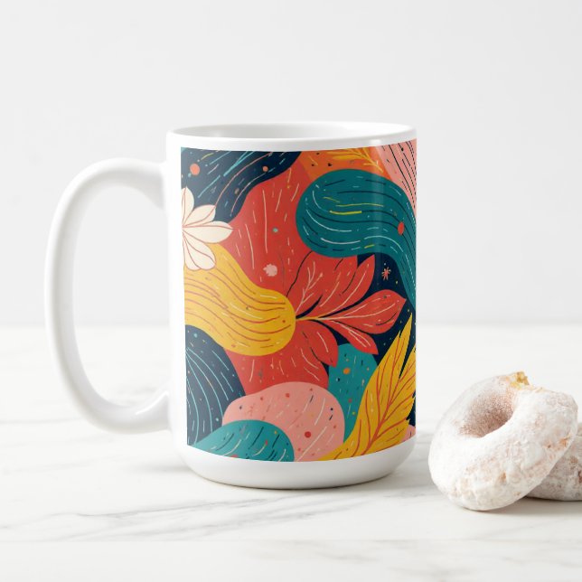 Tasse à motif floral fantaisiste (Avec donut)