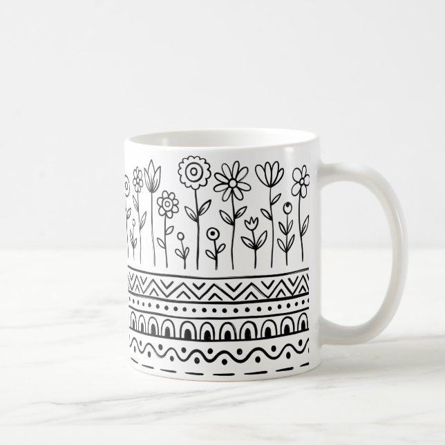 Tasse à motif floral folklorique minimal – Ligne a (Droite)